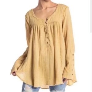 We The Free Sand Dune Henley Babydoll Top Shirt Sz Medium